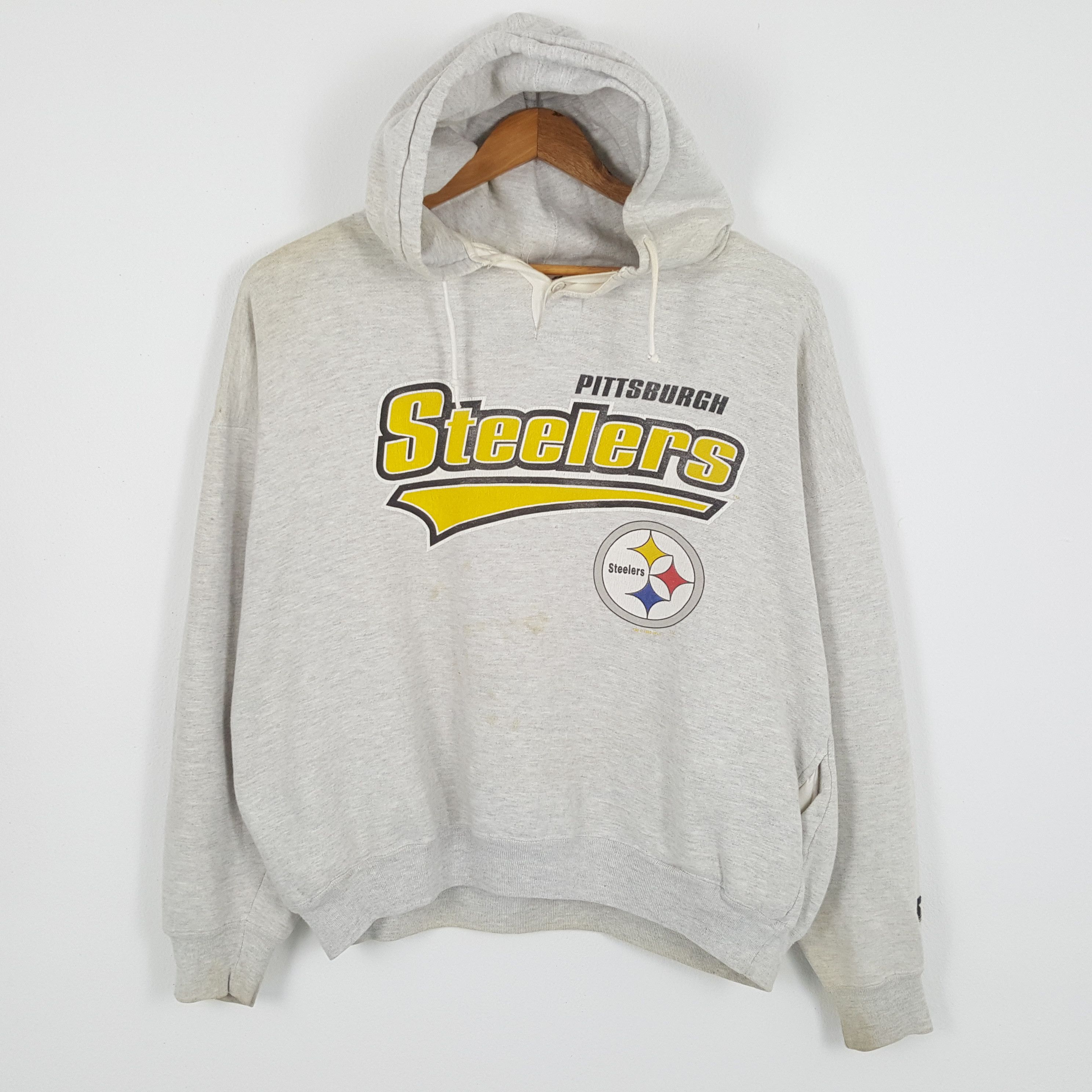 Image of Pittsburgh Steelers American Football Nfl Hoodies in Grey, Men's (Size 2XL)