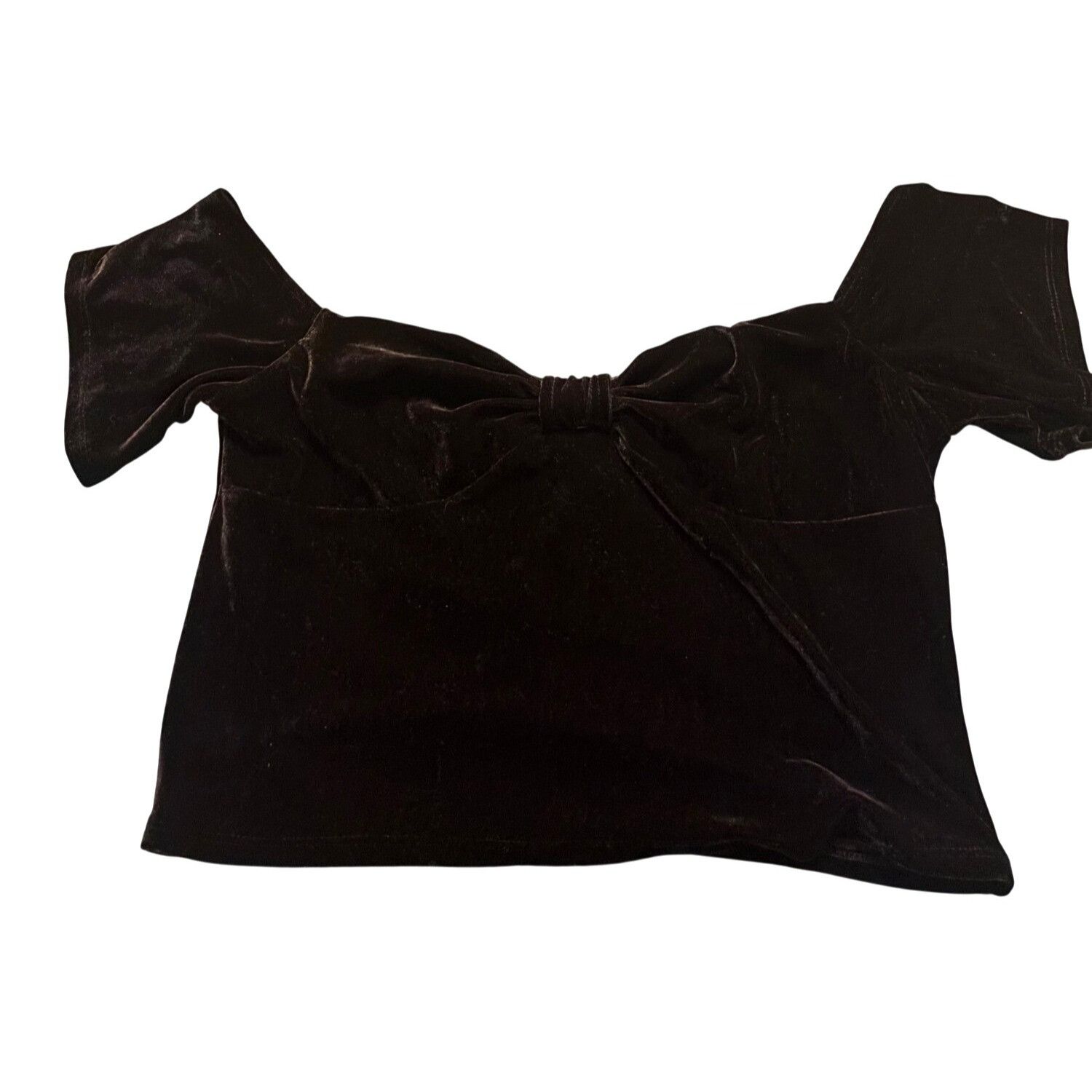 Other Sincerely Jules Velvet Off-Shoulder Cropped Top With Bow Det Size L / US 10 / IT 46 - 1 Thumbnail