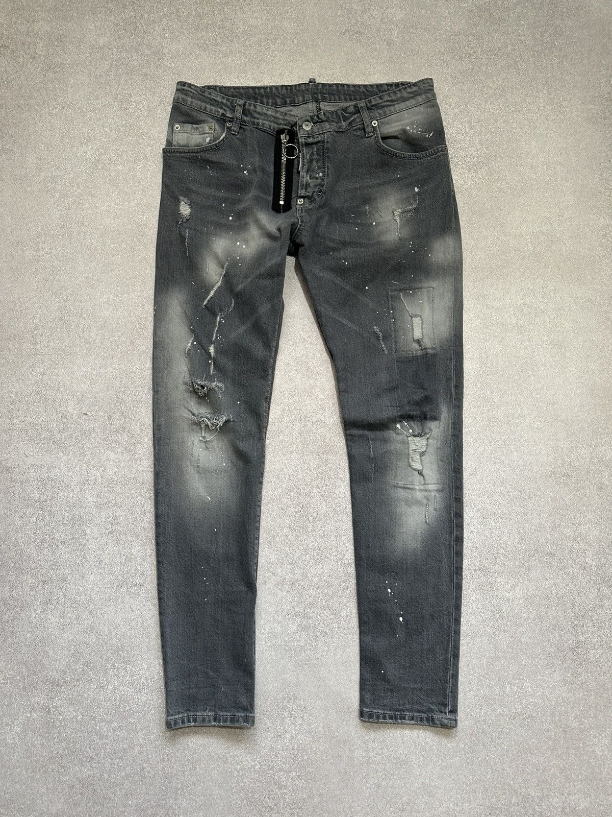Dsquared2 Dsquared2 Luxury Gray Wash Denim Distressed Style Slim Jeans Size US 30 / EU 46 - 1 Thumbnail