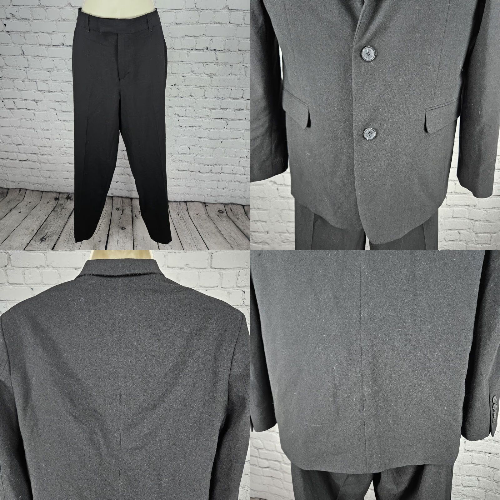Calvin Klein Calvin Klein Black Full Pant Suit Set 2 Piece 2 Button Notch Blazer 20 Size 42" / US 20 - 8 Thumbnail