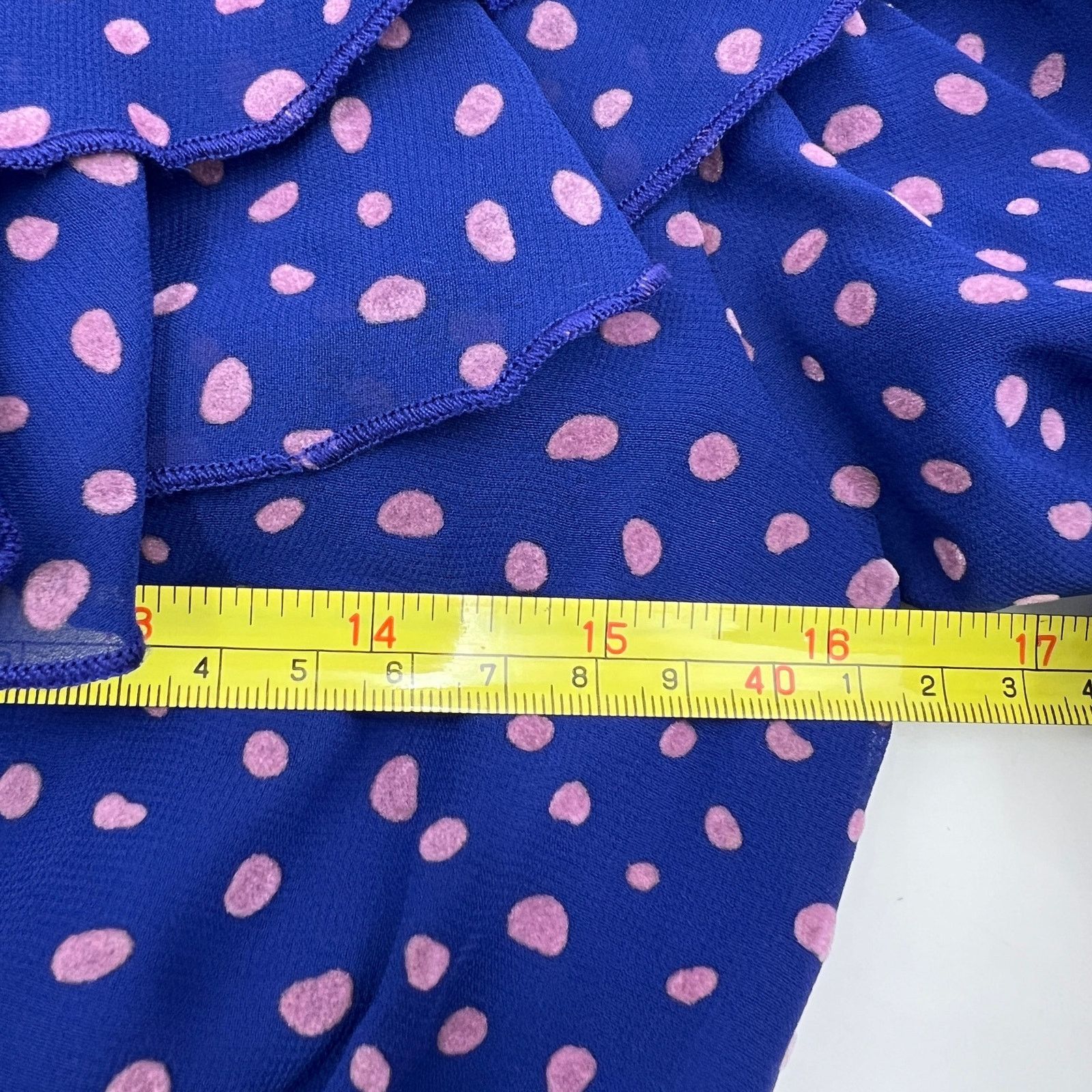 Other Three Floor Polka Dot Ada Dress Blue Ruffles V Neck Midi Size S / US 4 / IT 40 - 5 Thumbnail