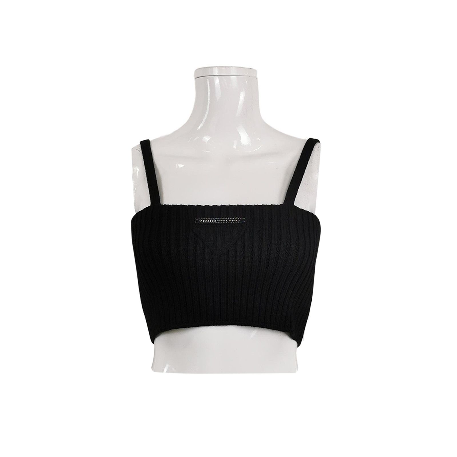 Prada Prada Black Logo Knit Crop Top 0089 Size S / US 4 / IT 40 - 1 Thumbnail