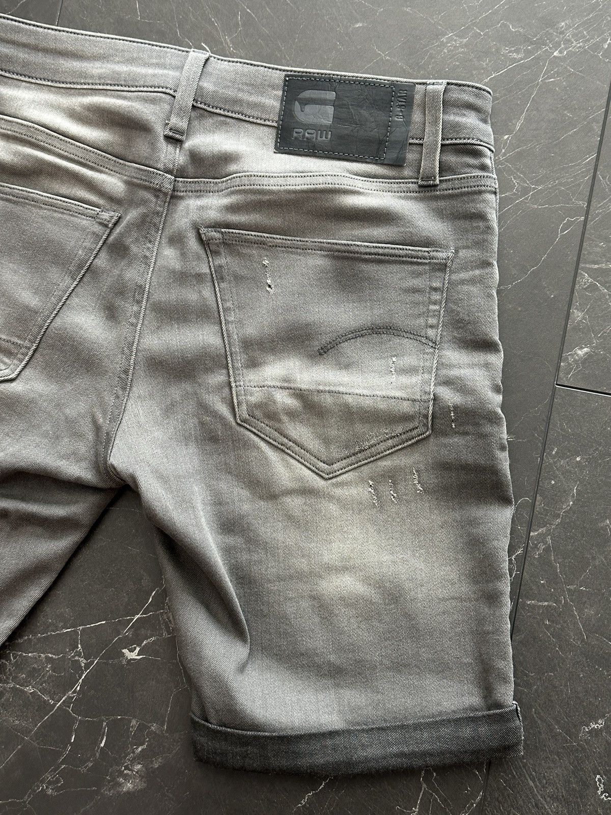 G-Star G Star Raw Grey Distressed Denim Shorts Slim-Fit Size 30 Size US 30 / EU 46 - 9 Thumbnail