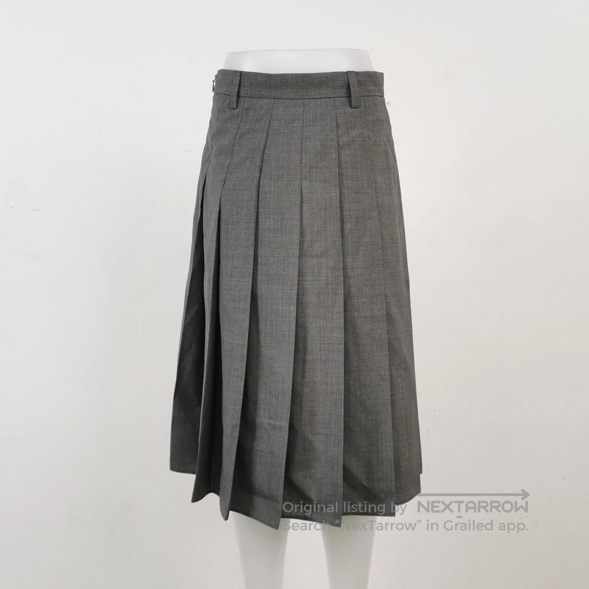 Prada Prada Grey Pleated Wool Midi Skirt . Size 35" - 2 Thumbnail