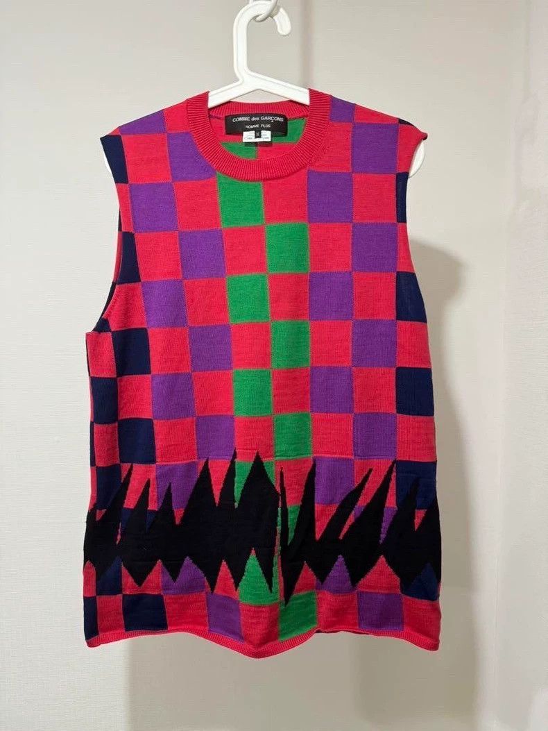 Comme Des Garcons Colored plaid vest sleeveless knit vest