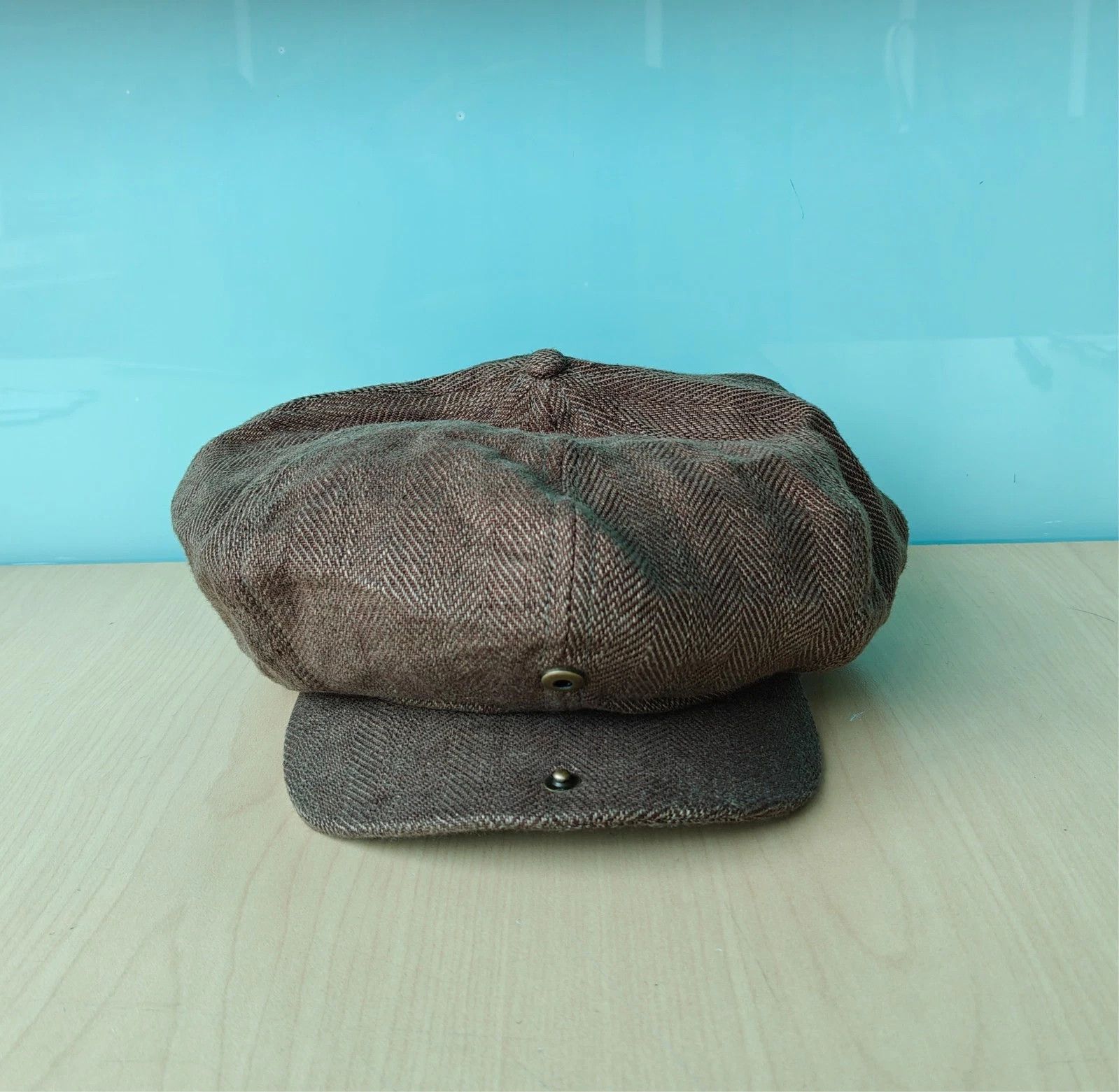 RRL Ralph Lauren DOUBLE RL Linen Herringbone Newsboy Cap T/1906 Size ONE SIZE - 6 Thumbnail