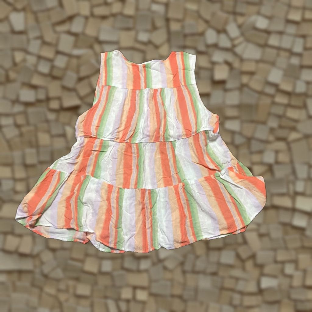 Torrid Torrid Tank Top Women 00 Striped Sleeveless Orange Green White Casual Modern Basic Shirt Mens? Size XXS / US 00 / IT 34 - 1 Thumbnail