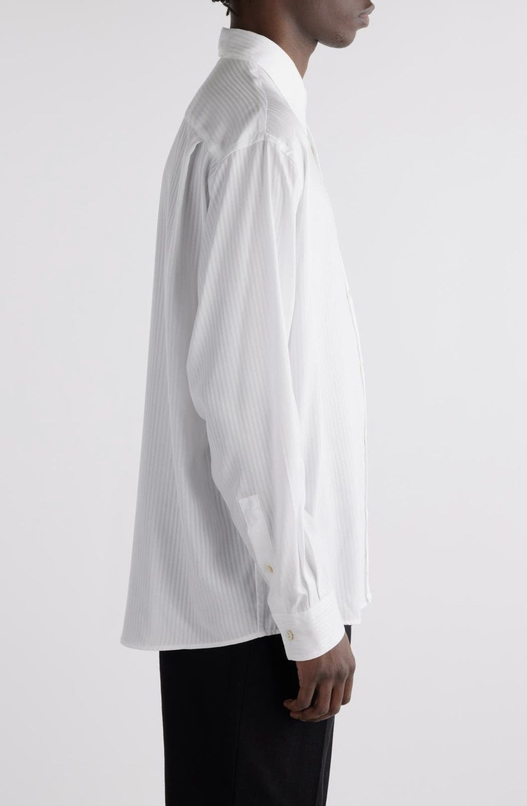 Acne Studios Acne Studios Tonal Pinstripe Lyocell Button-Up Shirt Size 42R - 4 Thumbnail