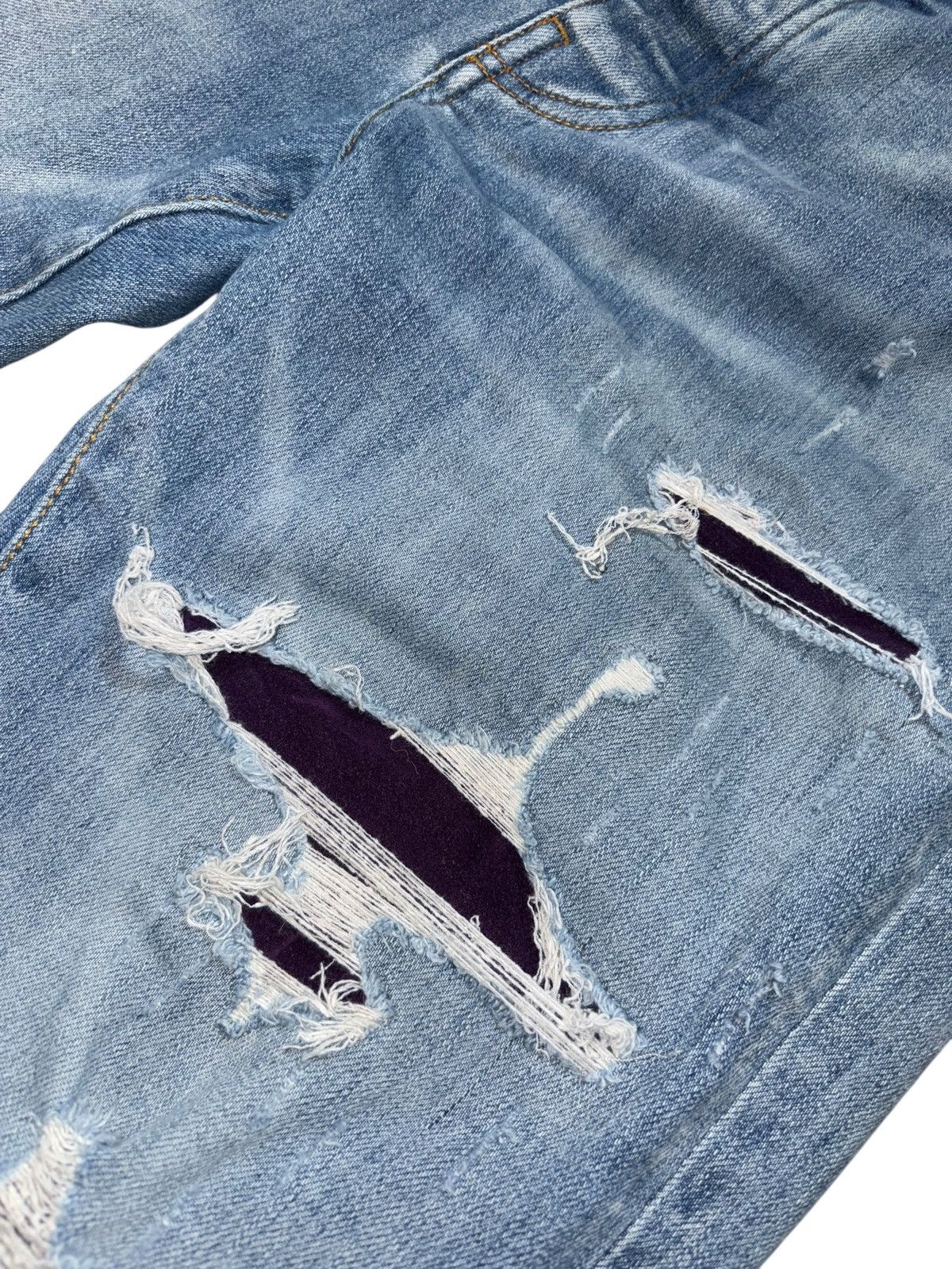 Amiri Amiri Mx1 Light Wash Serif Logo Purple Patch Jeans - Size 34 Size US 34 / EU 50 - 4 Thumbnail