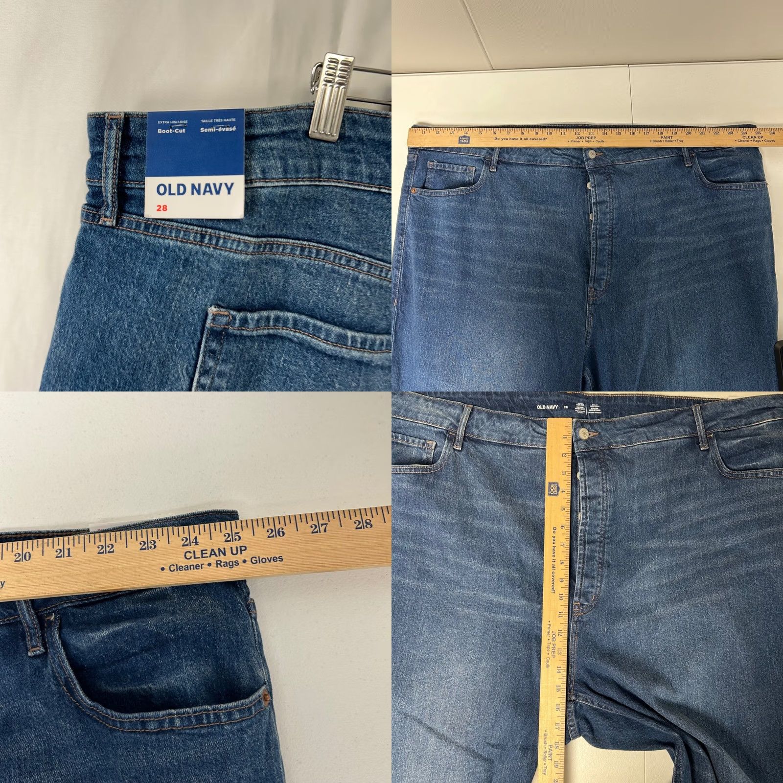 Old Navy Old Navy Jeans Bootcut Women 28W 32.5in Dark Wash Extra High-Rise Kicker Raw Hem Button Fly 5-Pocket Plus Size Denim Slimming Stretch Size 28" / US 6 / IT 42 - 8 Thumbnail