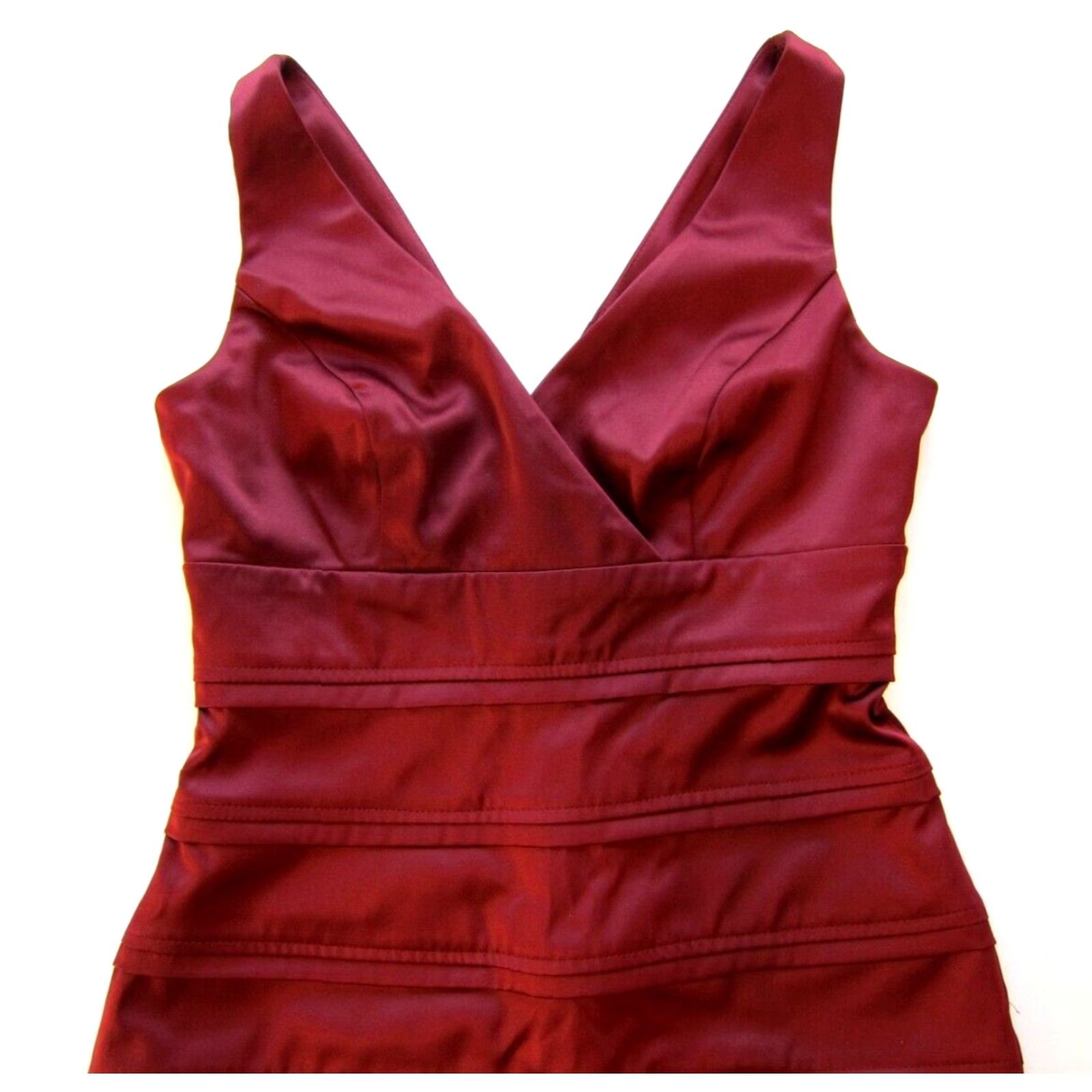 Vintage NWT American Living Maroon Red Pleated V-Neck Sheath Tank Cocktail Dress 6 Size M / US 6-8 / IT 42-44 - 5 Thumbnail