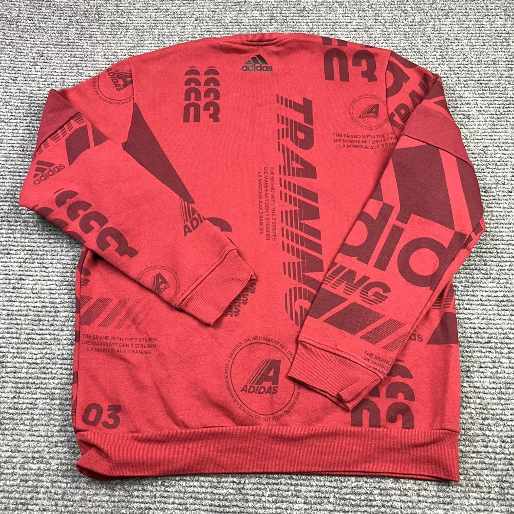 Adidas Adidas Red All Over Spellout Graphic Crewneck Sweatshirt Mens Large Size US L / EU 52-54 / 3 - 3 Thumbnail