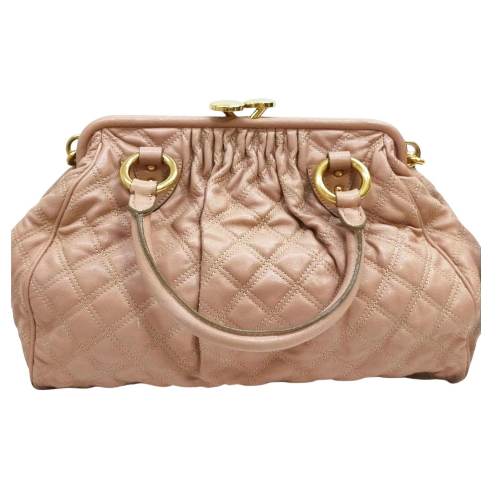 Marc Jacobs Classic! Marc Jacobs Beige Tan STAM Quilted Leather Bag Gold Size ONE SIZE - 2 Thumbnail