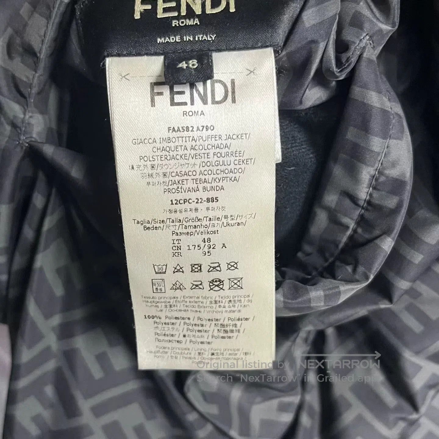 fendi black logo puff jacket with hood.