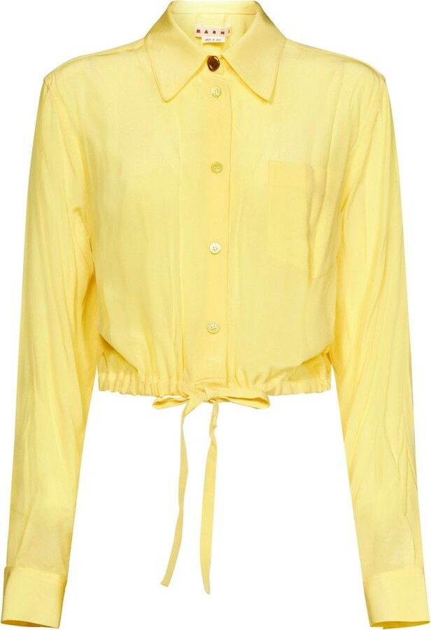 image of Marni O1W1Db10524 Drawstring Cropped Shirt In Yellow, Women's (Size XL)