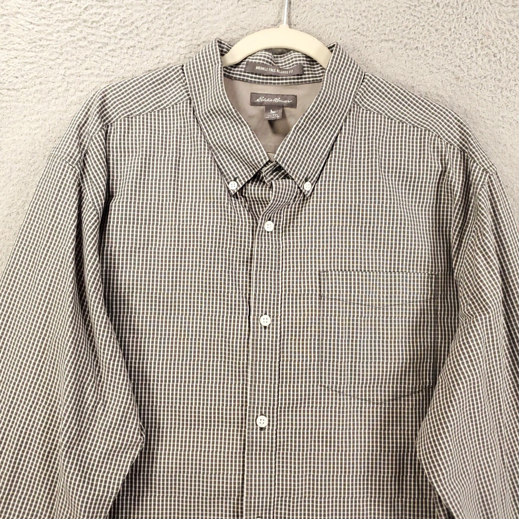 Eddie Bauer Eddie Bauer Shirt Mens 2XL Gray White Plaid Relaxed Fit Wrinkle Free Button Up Shirt Size US XXL / EU 58 / 5 - 2 Thumbnail