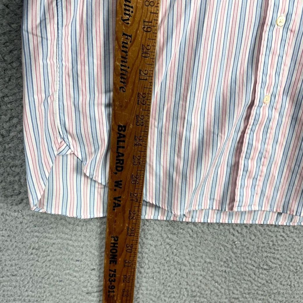Vintage J Crew Dress Shirt Adult Medium 15-15.5 Blue Pink Striped Button Up Pocket Mens Size 40R - 7 Thumbnail