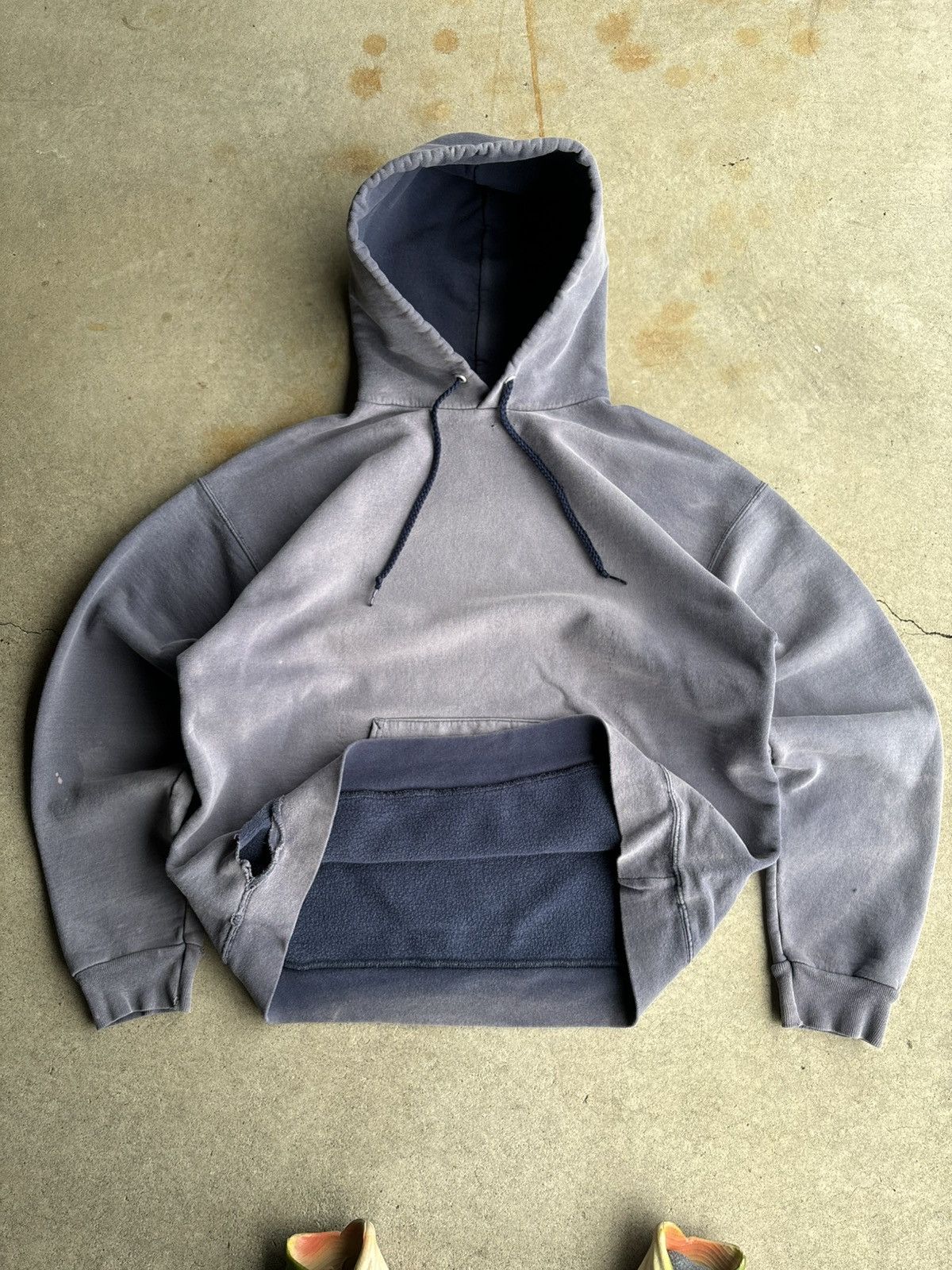 Crazy 90s Sunfaded Navy Smoke Haze Archive Hoodie A4356H