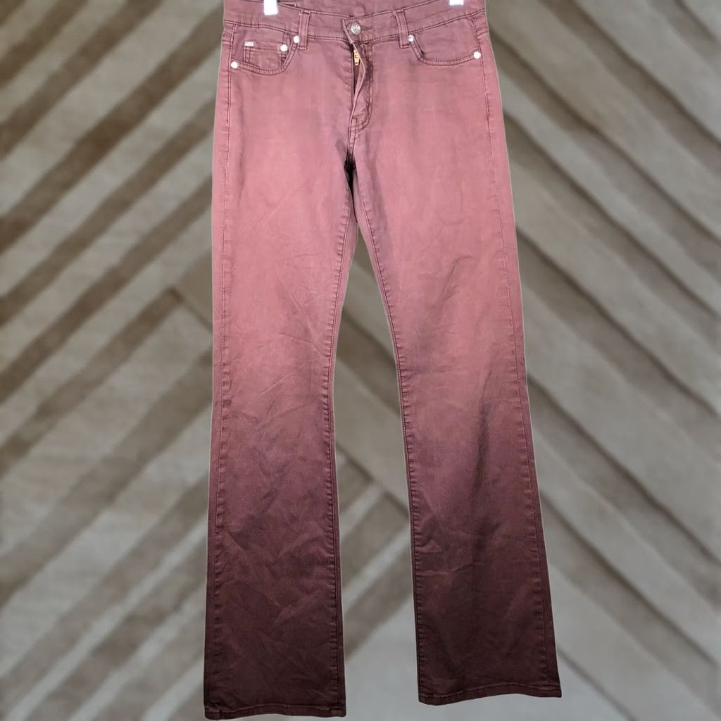 Lacoste Lacoste Jeans Mens Maroon Denim Mid Rise Straight Stretch 29x33 Regular 5-Pocket Design Cotton Spandex Machine Washable Pants Mens Size US 29 - 1 Thumbnail