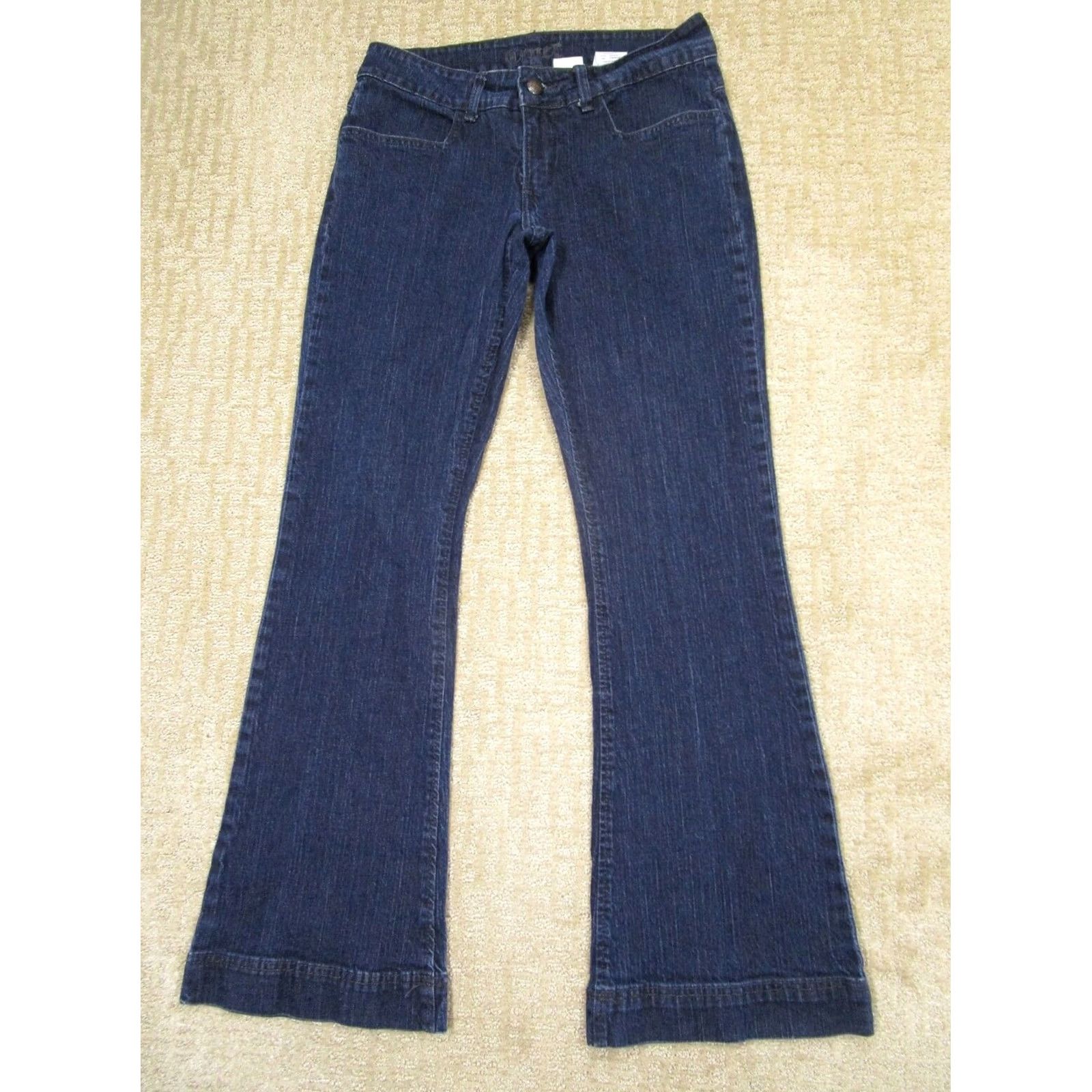 Vintage Cruel Girl Jeans Women 9 Blue Low Rise Flared Denim Trousers Jeans Bootcut 5-Pocket Dark Wash Logo Cowboy Southwestern Womens Size 29" - 2 Thumbnail