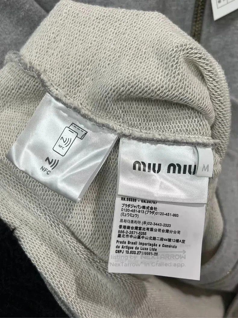 Miu Miu Miumiu Gray Cotton Embroidered Hoodie. Size US M / EU 48-50 / 2 - 4 Thumbnail