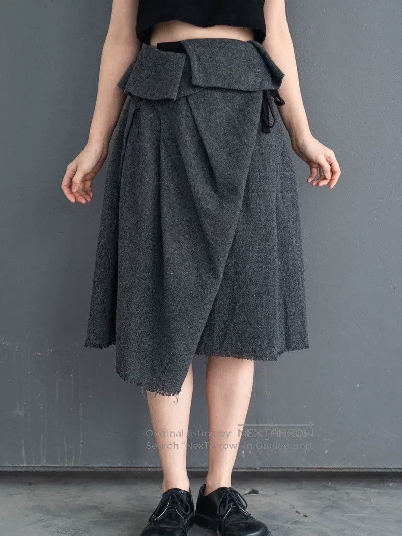 Comme des Garcons Comme Des Garcons size XS Gray wool belt half skirt Size 23" - 5 Thumbnail