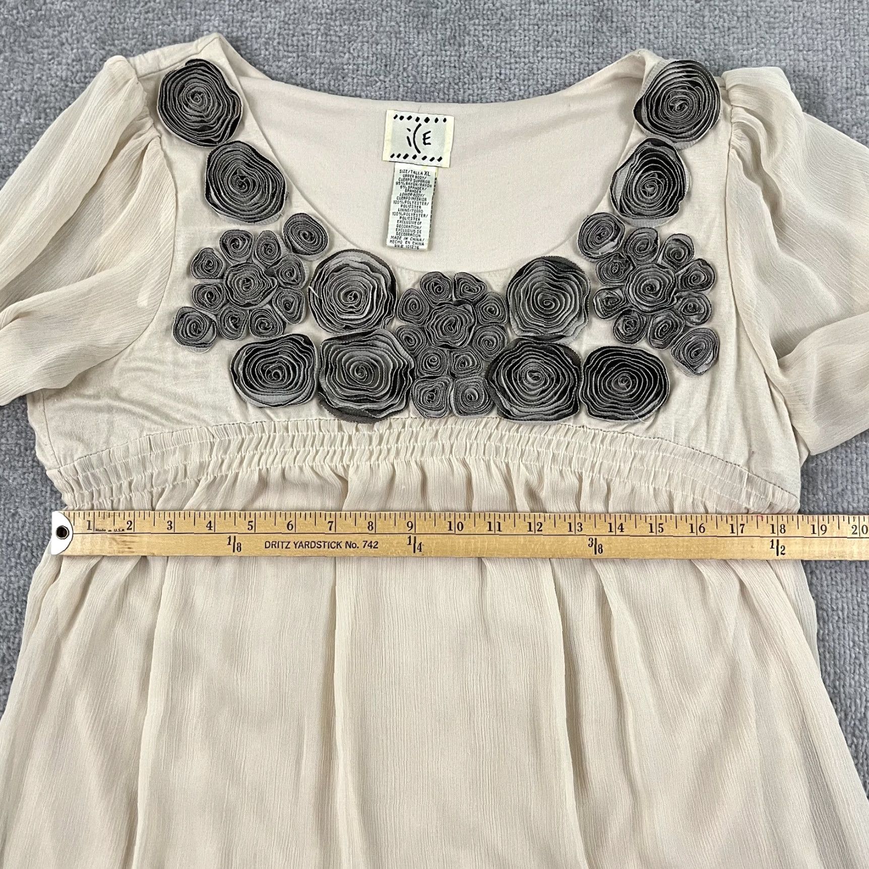 Vintage ICE Blouse Womens XL Beige Brown Sheer Chiffon Lined Boho Cottagecore Minimalist Size XL / US 12-14 / IT 48-50 - 7 Thumbnail