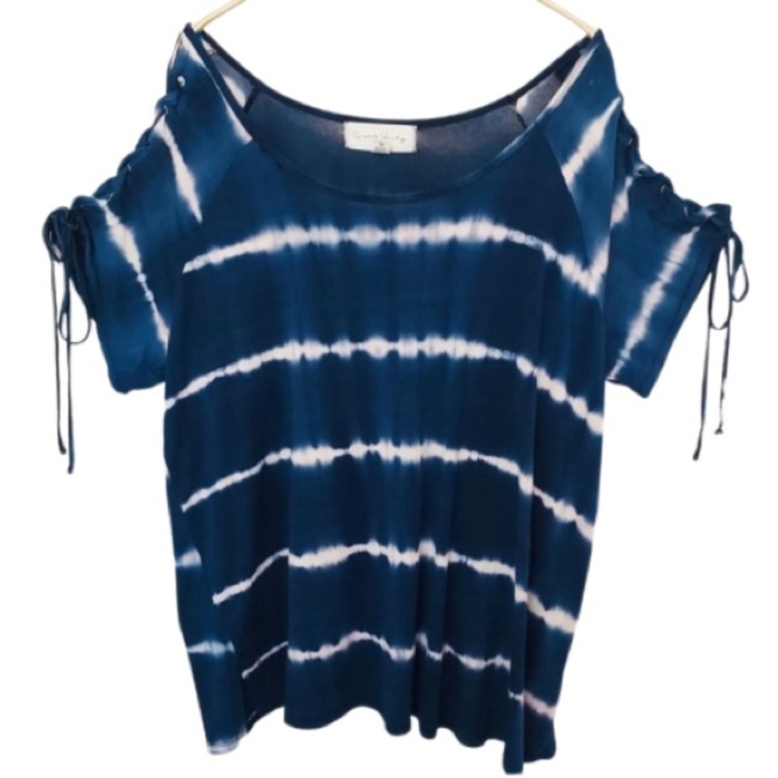 Other French Laundry Tie Dye Laced Short Sleeves Blouse Shirt Top Size 3XL / US 20-22 - 1 Thumbnail