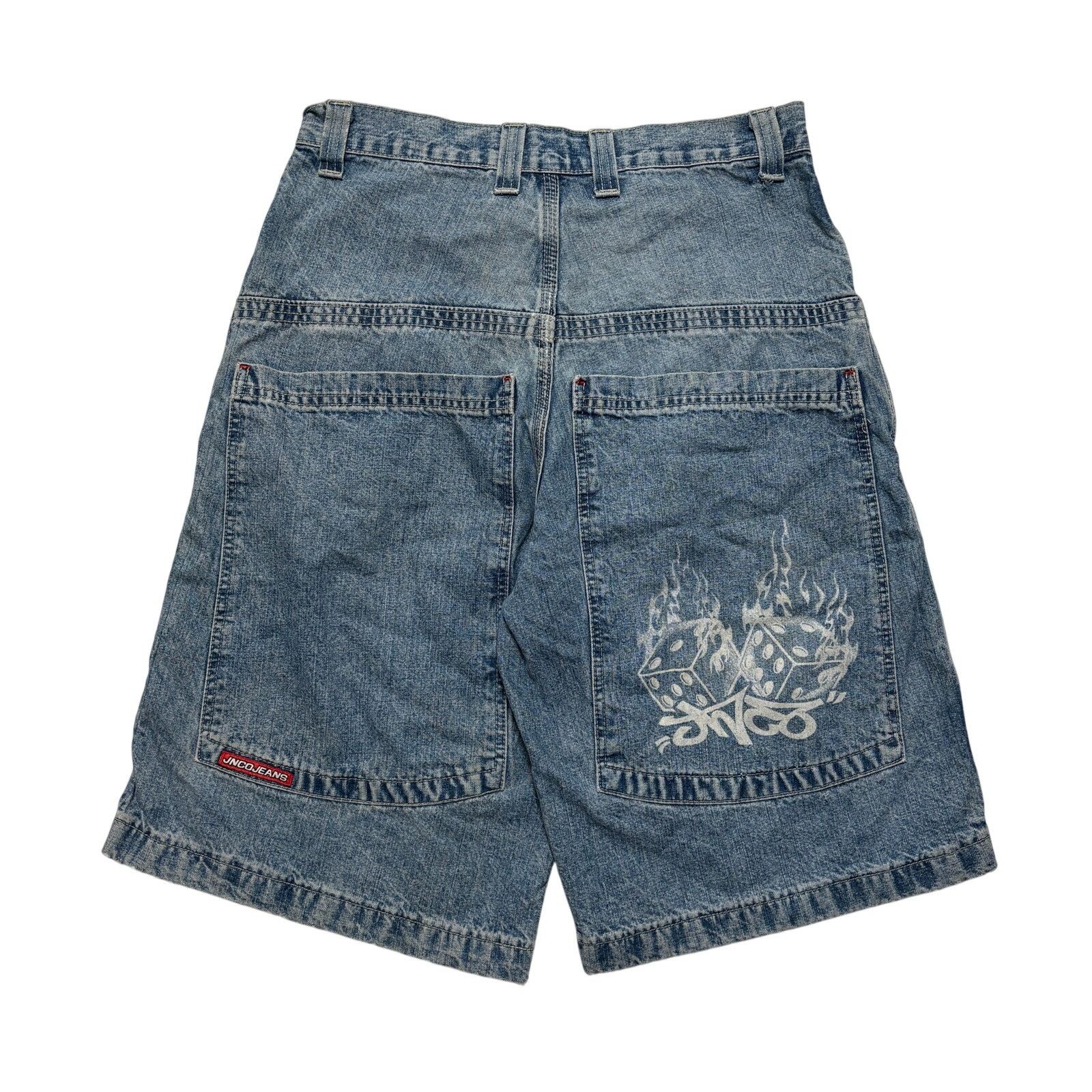 JNCO VTG Y2K 90s 00s JNCO Flaming Dice Blue Jean Shorts Jorts Size US 30 / EU 46 - 4 Thumbnail