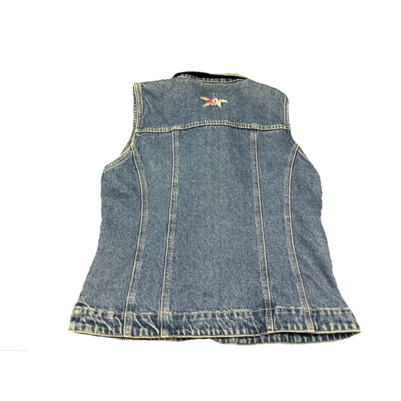 Bill Blass VINTAGE Bill Blass Women M Blue Vest Shirt Denim Beaded Embroidered Floral 90s Button-Up Casual Party/Cocktail Size M / US 6-8 / IT 42-44 - 2 Thumbnail