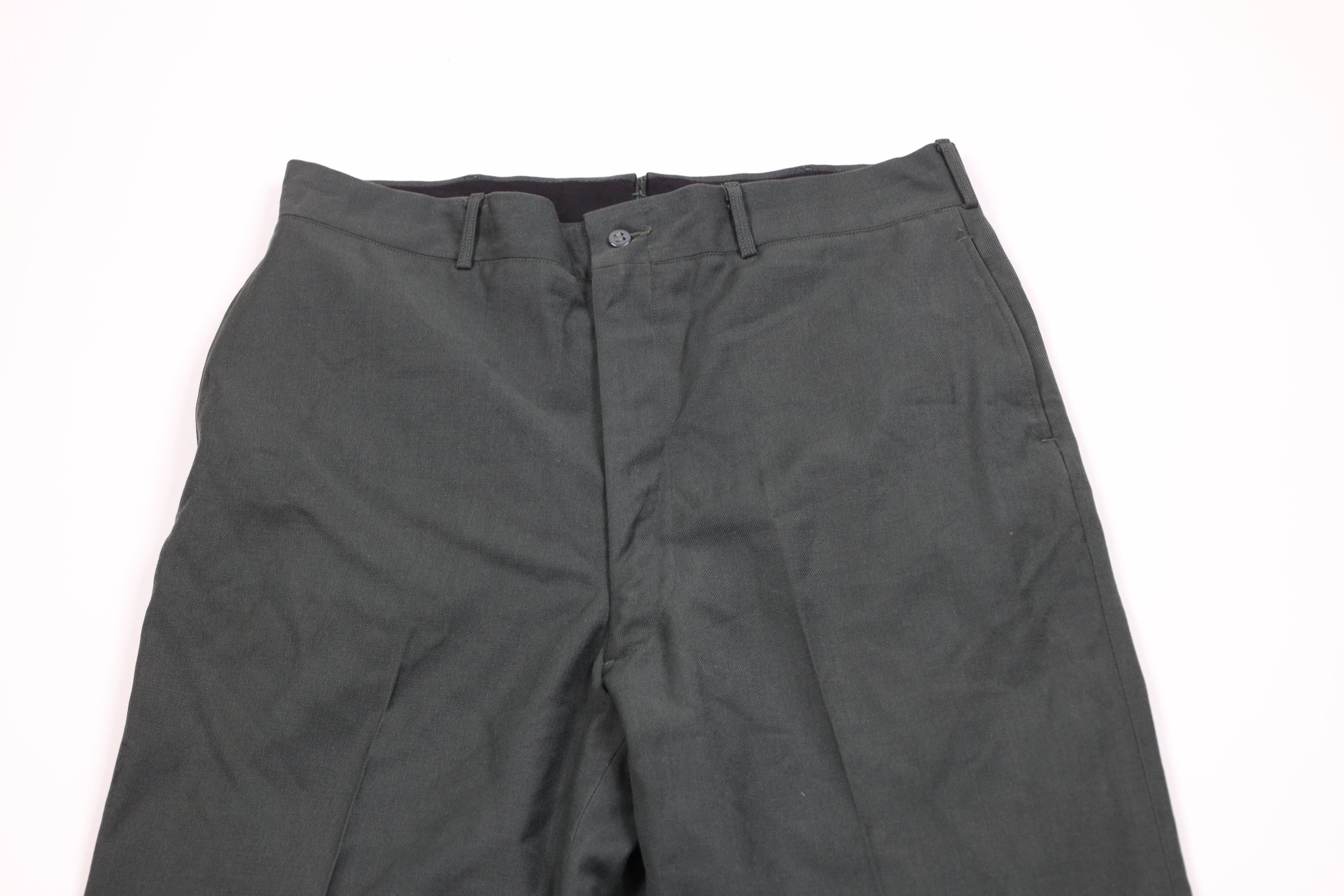 Vintage Vintage 60s Vietnam War Green Wool Wide Leg Trousers Pants Size US 36 / EU 52 - 2 Thumbnail