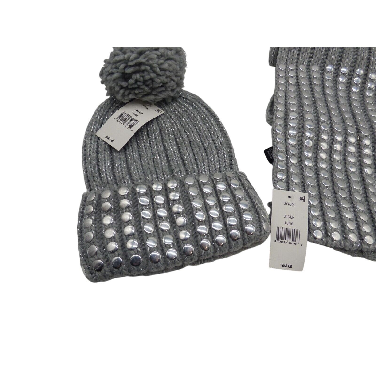 DKNY $98.00 DKNY Flat-Stud Metallic Rib-Knit Scarf and Beanie Com Size ONE SIZE - 7 Thumbnail