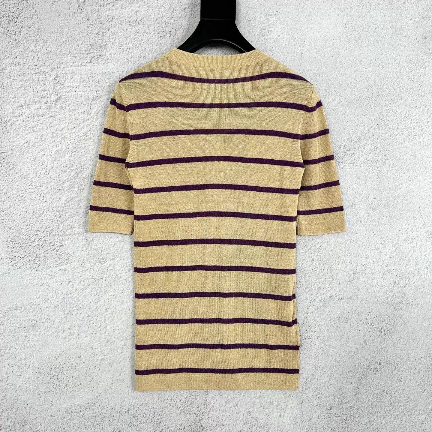 Miu Miu MIU MIU beige purple stripe colorblocked knit top Size XS / US 0-2 / IT 36-38 - 2 Thumbnail
