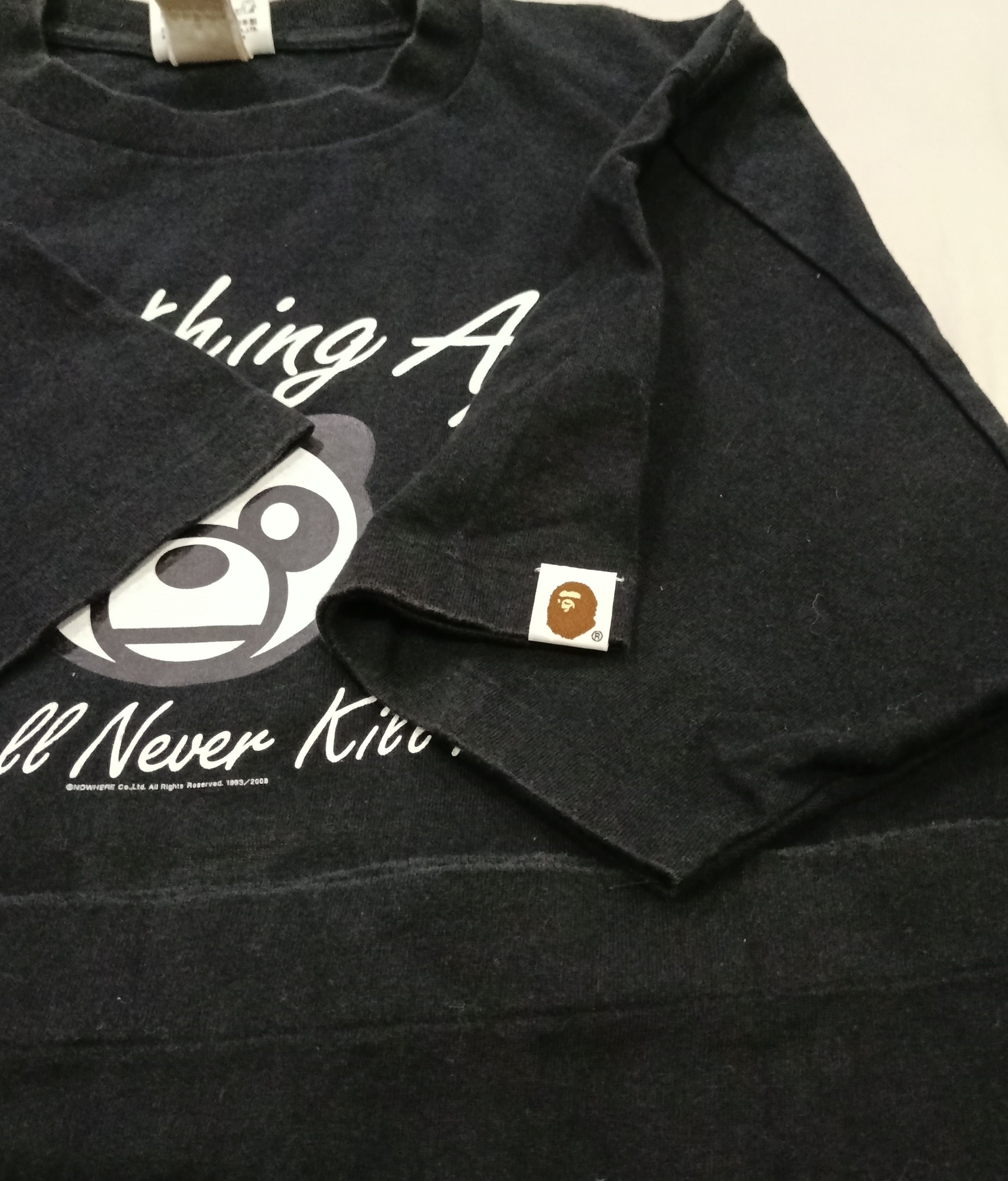 Bape Rare BAPE A Bathing Ape Baby Milo Panda 2008 black tees Size US L / EU 52-54 / 3 - 5 Thumbnail