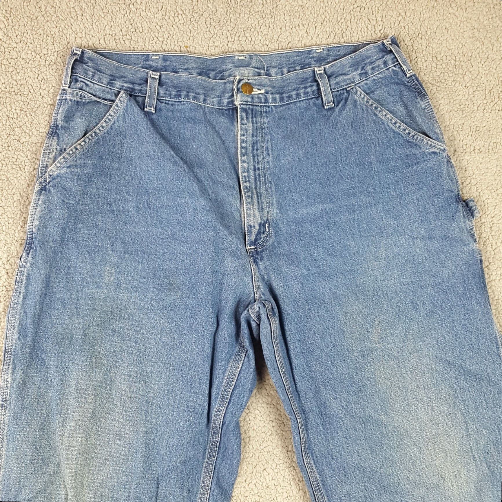 Carhartt VINTAGE Carhartt Relaxed Straight Leg Denim Jeans Men's Size 38x34 Blue Faded 90s Workwear Size US 38 / EU 54 - 2 Thumbnail