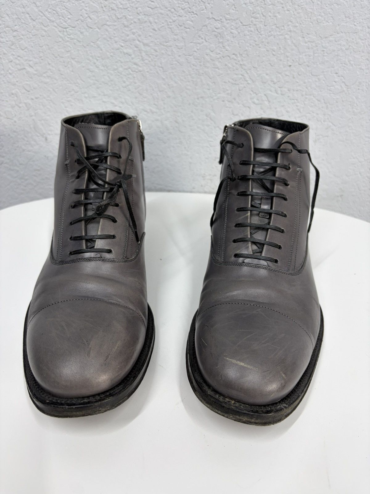 Salvatore Ferragamo Salvatore Feragamo Classic Distressed Leather Black Boots Size US 9.5 / EU 42-43 - 14 Thumbnail