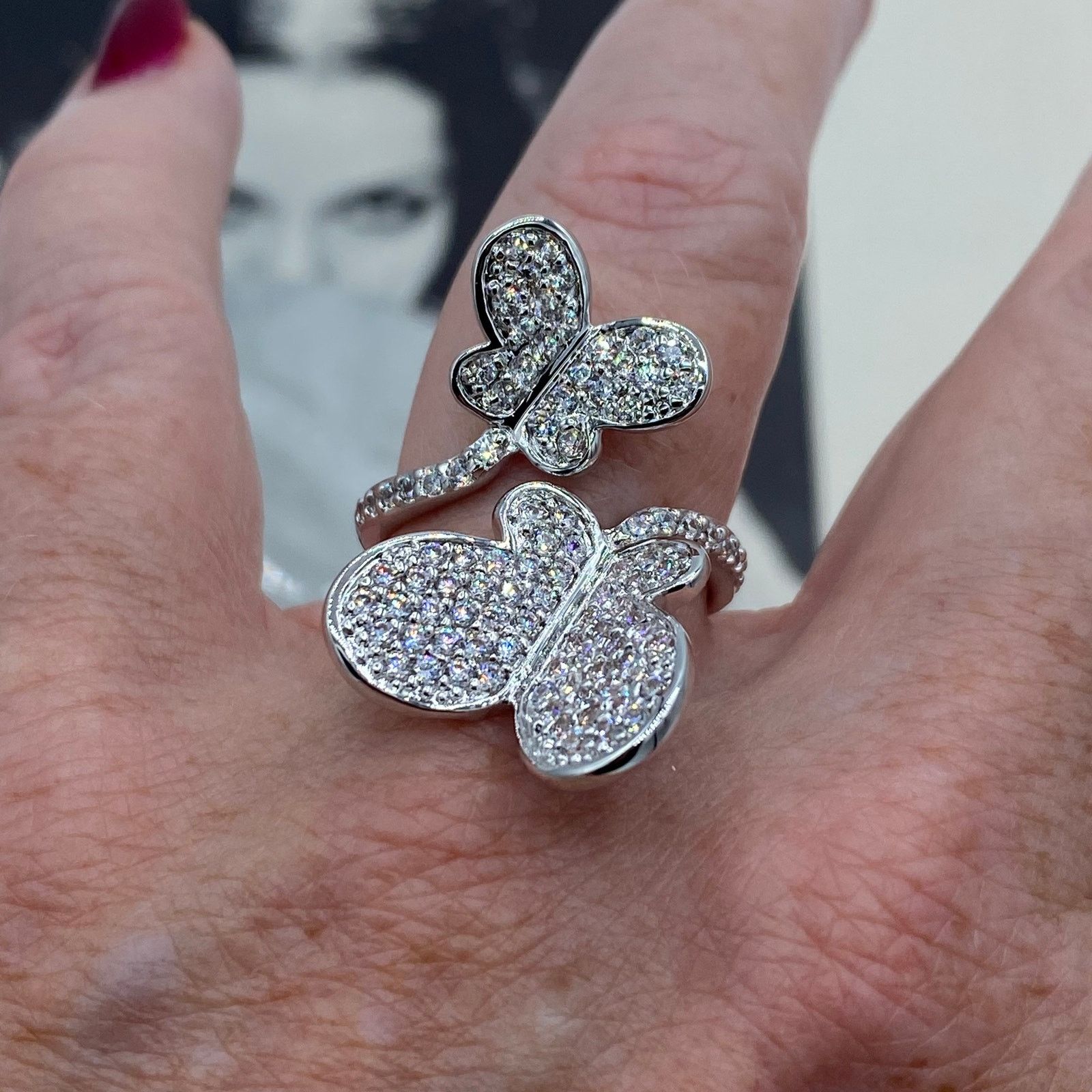 The Unbranded Brand Butterly CZ Statement Ring Size ONE SIZE - 6 Thumbnail