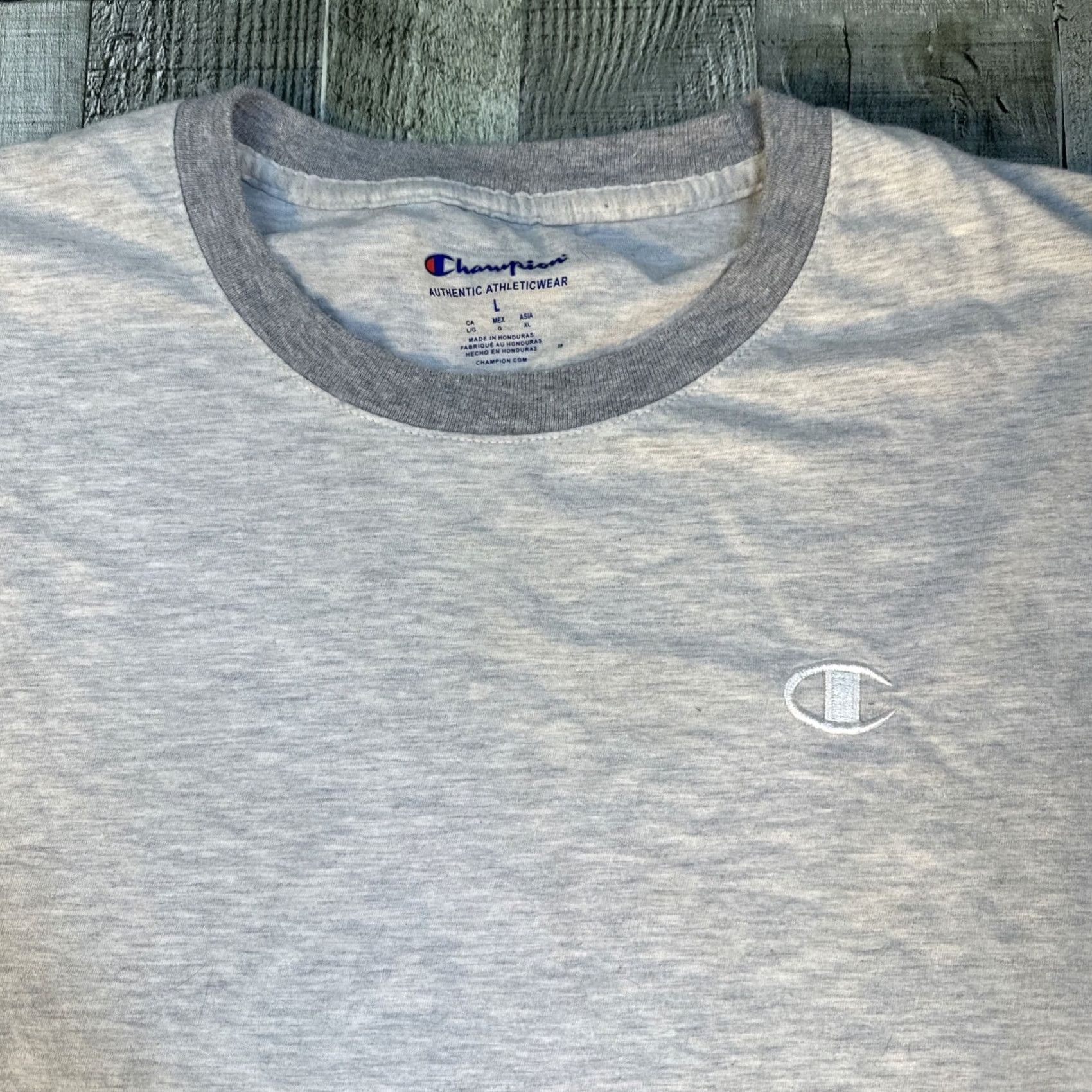 Champion Champion T Shirt Mens Large Gray Short Sleeve Cotton Embroidered Logo Crewneck Size US XXL / EU 58 / 5 - 2 Thumbnail
