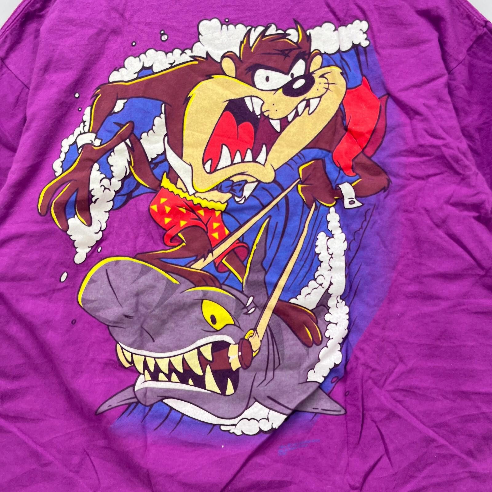 Other Vintage 90s Taz Looney Tunes Shark T-Shirt Large Size US L / EU 52-54 / 3 - 2 Thumbnail