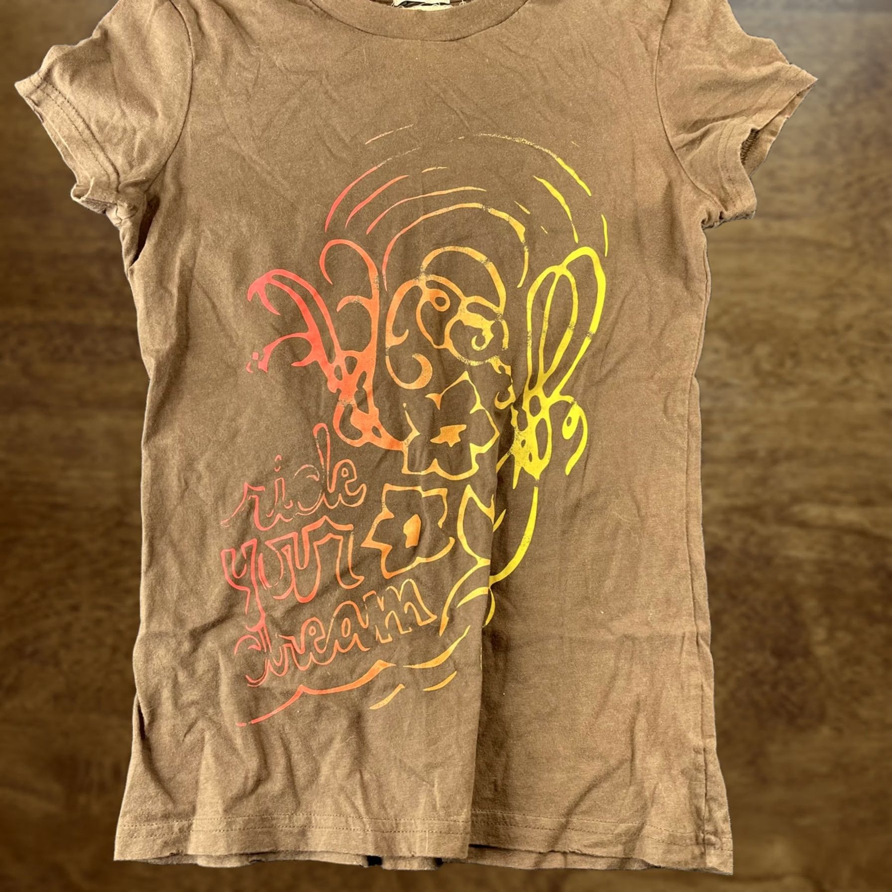 Old Navy VINTAGE Old Navy Shirt Womens XS Brown Ride Your Dream Crew Neck Short Sleeve Tee Top Size XS / US 0-2 / IT 36-38 - 1 Thumbnail