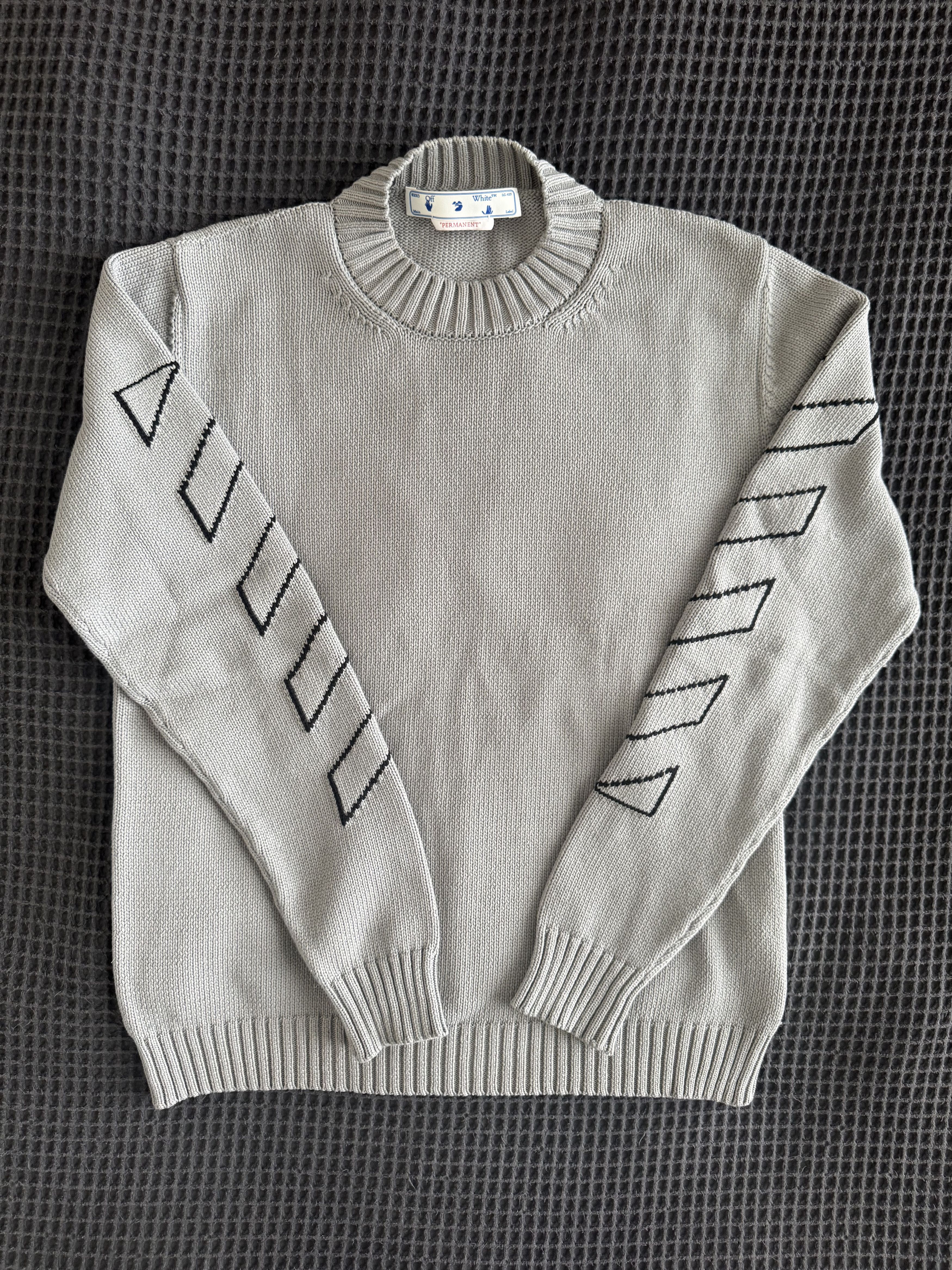 Off-White Off-White Diag Outline Knit Crewneck 'Medium Grey/Black' Size US M / EU 48-50 / 2 - 2 Thumbnail