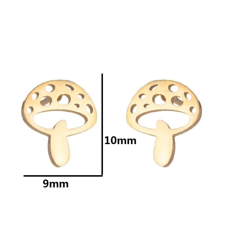 Jewelry Mini Mushroom Stud Earrings Charm Earring Gift Size ONE SIZE - 2 Thumbnail