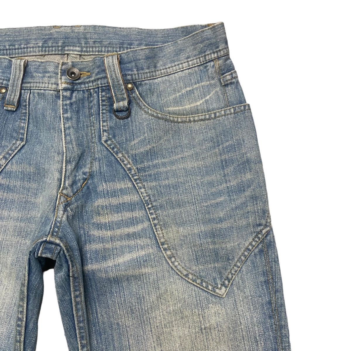 Japanese Brand NCFM Denim Flare Leather Pocket Faded Jeans Size US 30 / EU 46 - 5 Thumbnail