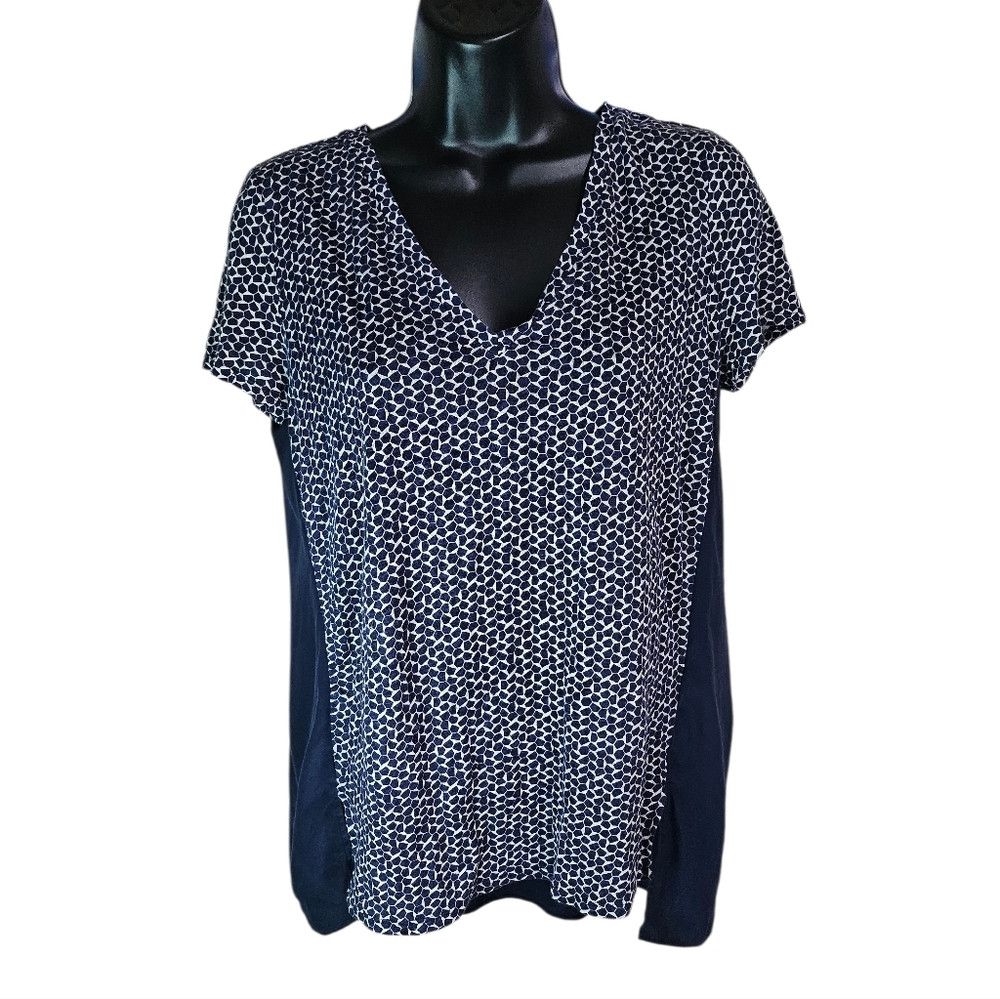Tory Burch Tory Burch Tessera Navy Blue Linen Silk Short Sleeve Top Sh Size S / US 4 / IT 40 - 3 Thumbnail