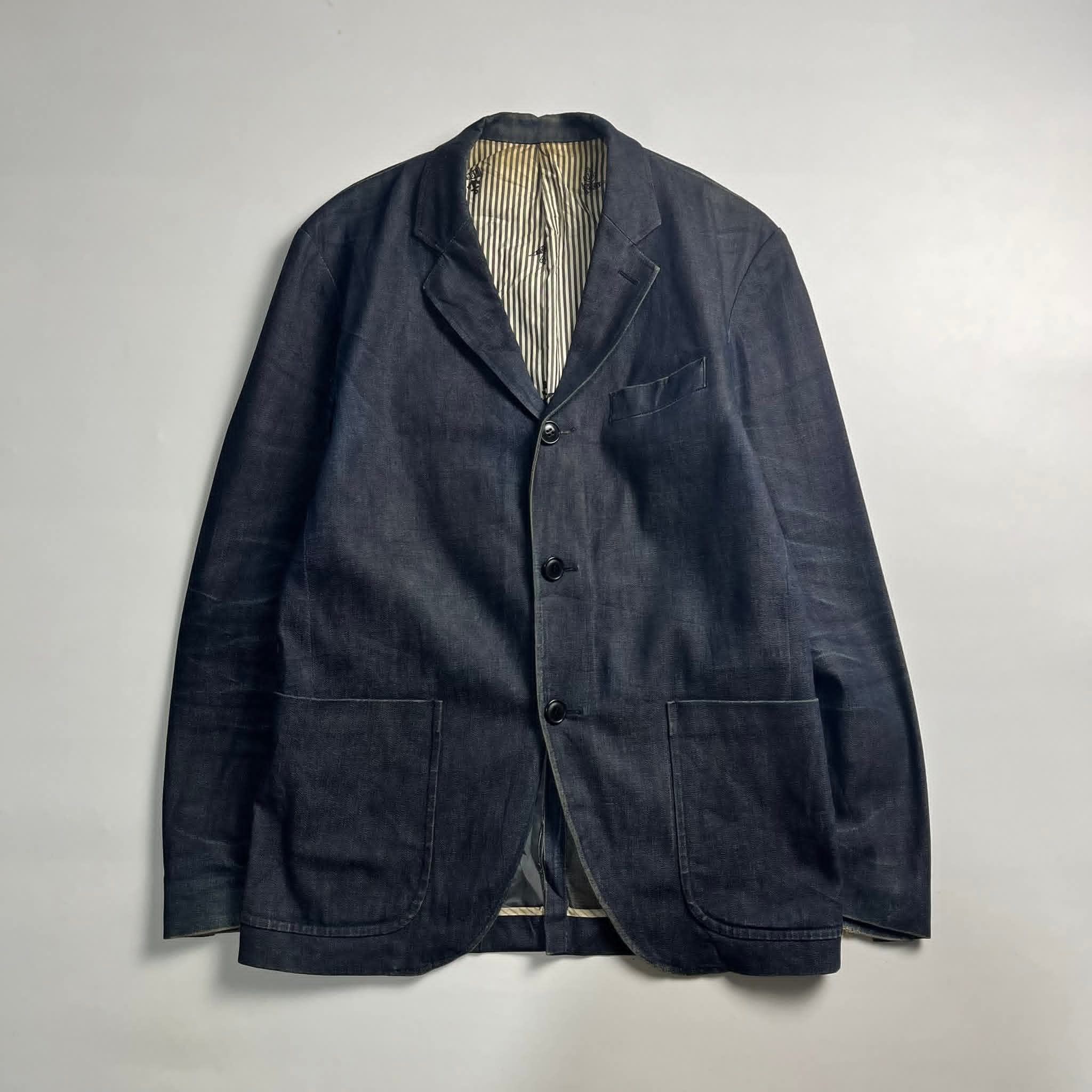 Vintage Blue Blue Japan Denim Blazer Minor Distressed