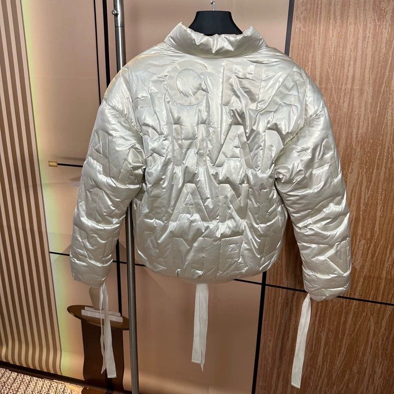 Chanel Chanel Embossed full-printed letter logo bow streamer down Size XS / US 0-2 / IT 36-38 - 2 Thumbnail