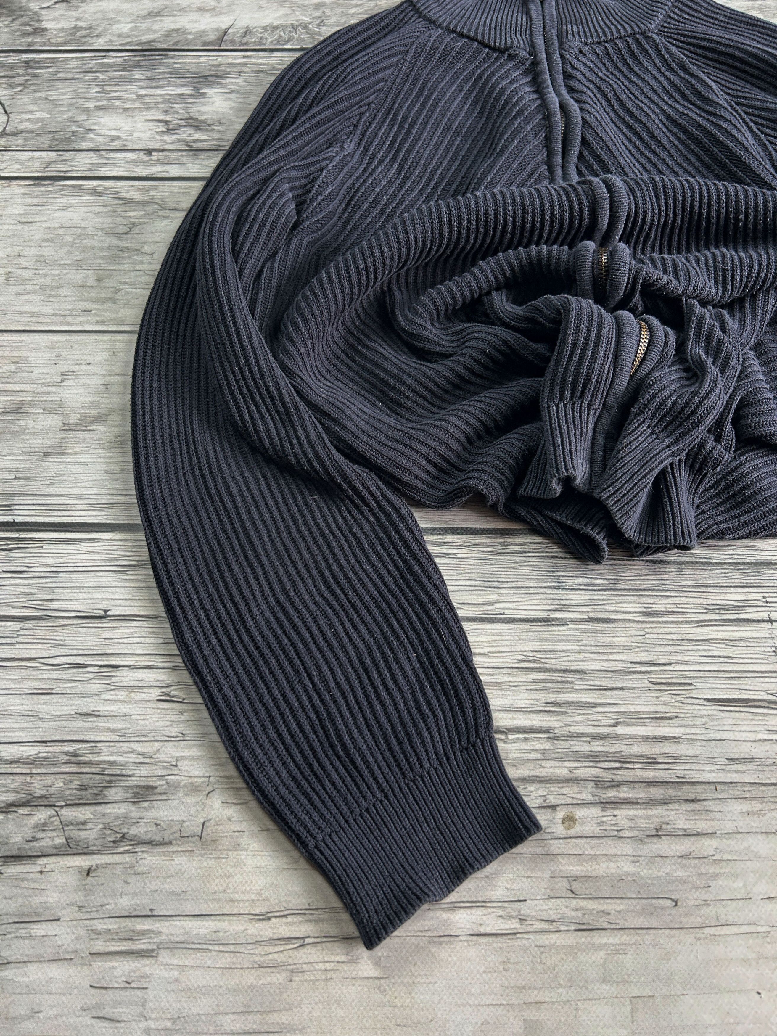 Vintage Ribbed Knit Zip Sweater Cropped Dark Minimalist Archive Size US M / EU 48-50 / 2 - 2 Thumbnail