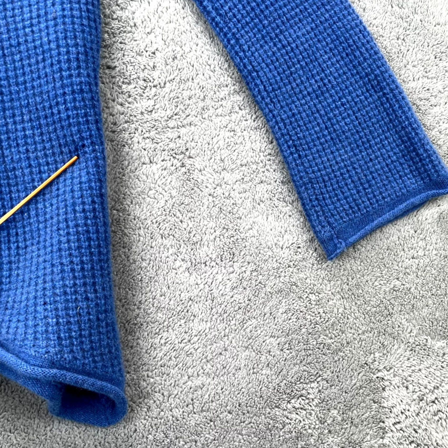 Vintage Oats Cashmere Sweater Womens Medium Blue Knit Mock Neck Waffle-Knit Pullover Casual Style Debra Hayburn Adjustable Hem 90s Classic Preppy Size M / US 6-8 / IT 42-44 - 5 Thumbnail