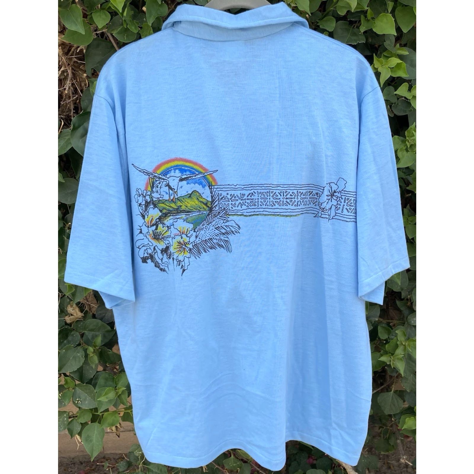 Vintage VINTAGE Mervyns Men’s Collection Hawaiian Polo Shirt XL Shirt Casual 1980s Blue Tropical Rainbow 70s 80s Size US XL / EU 56 / 4 - 3 Thumbnail