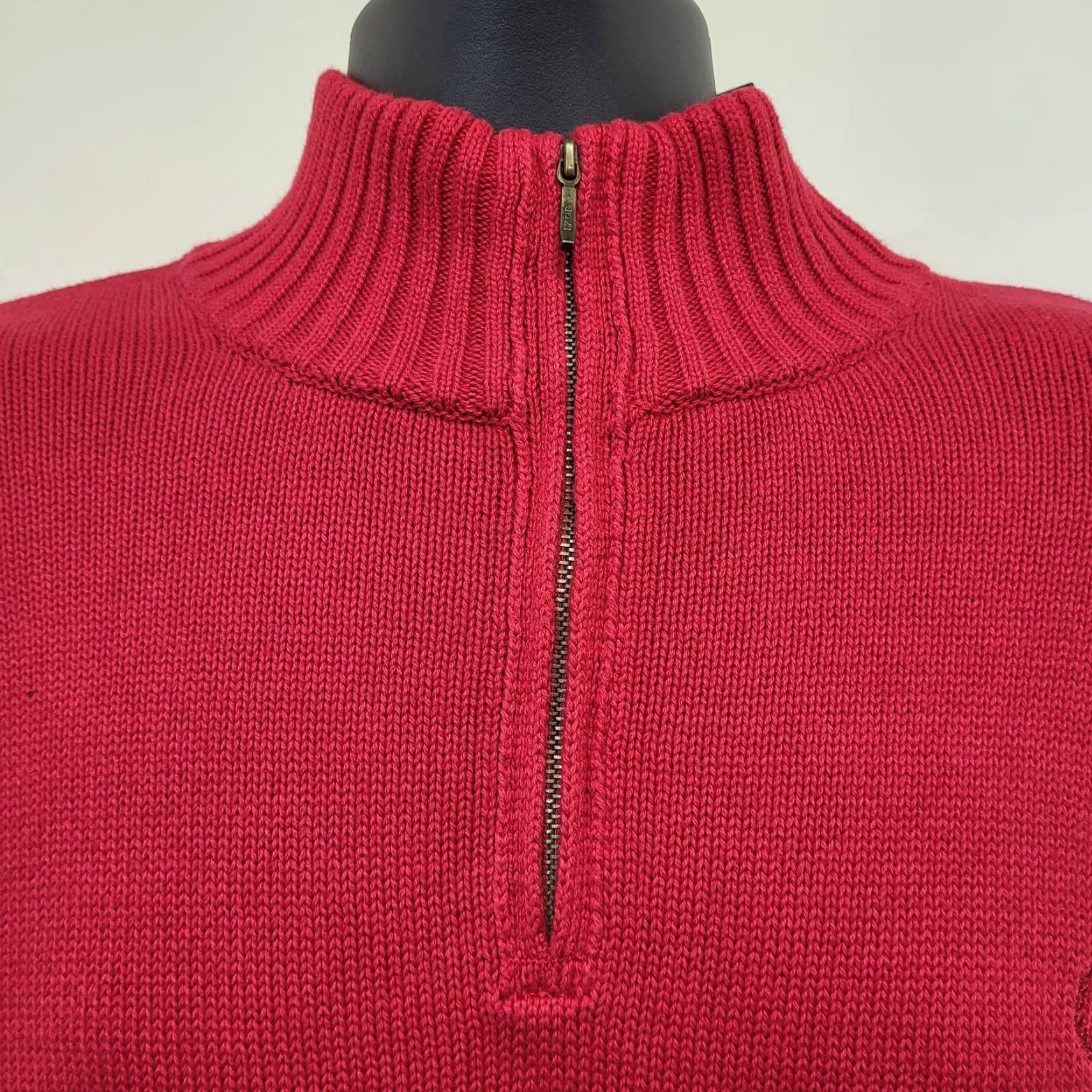 Izod VINTAGE is not applicable; IZOD Sweater Mens XL Red Knit Cotton 1/4 Zip Pullover Long Sleeve Modern Classic Size US XL / EU 56 / 4 - 6 Thumbnail